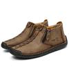 Yellow Retro Leather Casual Shoes For Men Women Big Size 36-48 Spring Zip Design Men's Ankle Boots Handmade Comfy Moccasins Man