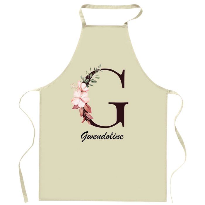 Tablier de cuisine - Gwendoline - Motif Lettre - Coton résistant - Impression en France