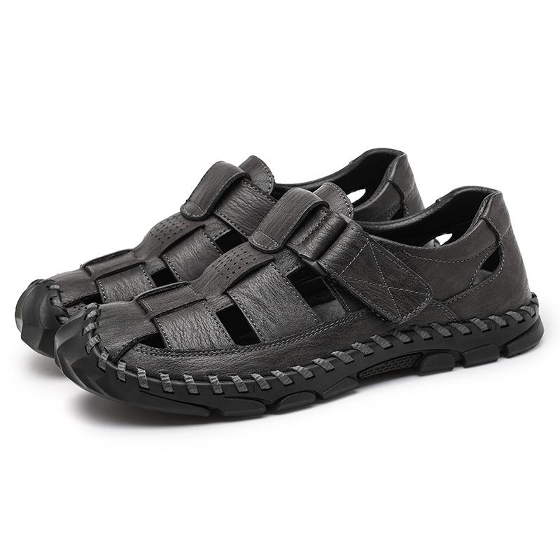 39-48 Summer Men's Closed Toe Large Size Genuine Leather Casual Sandals Outdoor Hiking Sandals