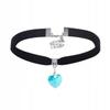 Classic Choker Necklace With Crystal Heart Pendant Gothic Blue