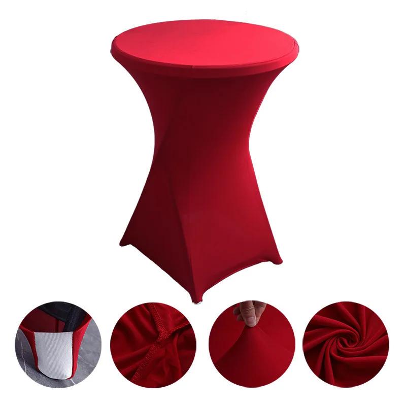 1-6Pcs Spandex Round Tablecloth Cocktail White Table Covers Fitted Stretch Tablecloth for Wedding, Banquet, Party, Birthday