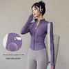 Damen Frühlings-Yoga-Bekleidung 2026: Dünne Fleece-Sportjacke mit Stehkragen, Reißverschluss, enganliegend für Laufen & Fitness.