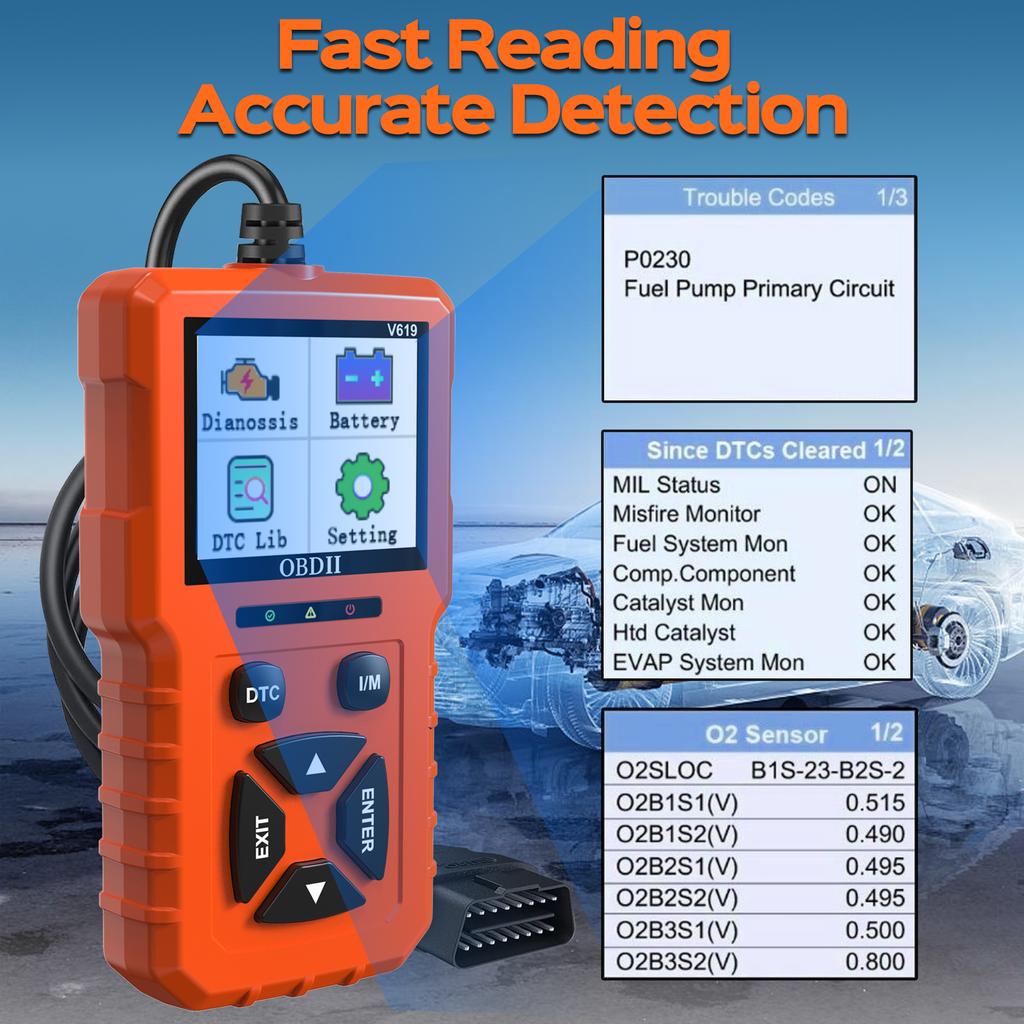 OBD2 Scanner Diagnostic Tool, Enhanced Check Engine Code Reader with Reset OBDII/EOBD Car Diagnostic Scan Tools