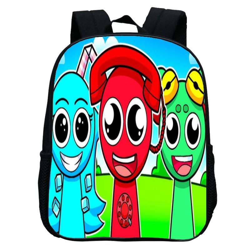 Printed Rhythm Box Kindergarten Bag, Cartoon Sprunki 12-Inch Backpack Lightweight Boys And Girls