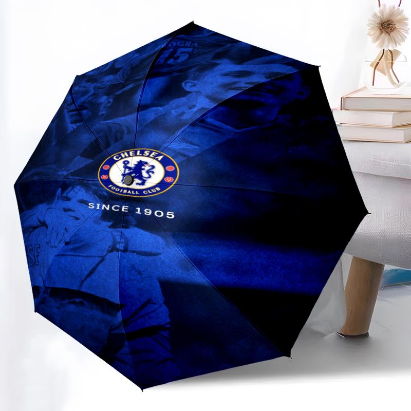 1pc Sturdy 8-Bone Auto Umbrella, Chelsea FC Umbrella, Digital Printed, Foldable Umbrella for On-the-Go Outdoor Use