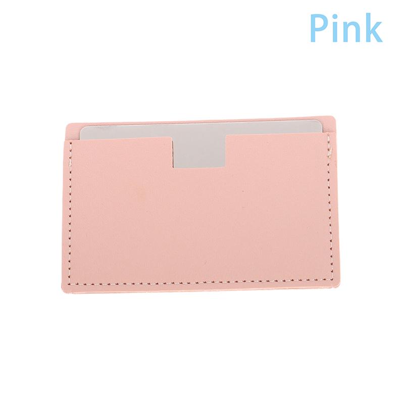 

Портативное мини небьющееся зеркало для макияжа, карманное косметическое зеркало, ПУ кожа, нержавеющая сталь, карточка розовый