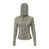 Damen atmungsaktive Kapuzen-Yogajacke Langarm Fitness Top Activewear