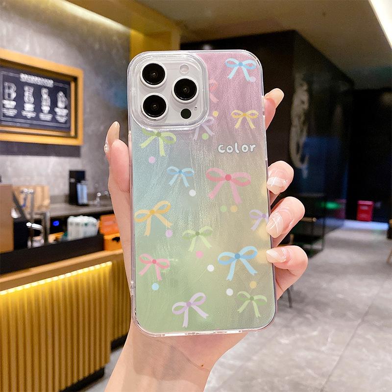 

For Apple 15 Phone Case IPhone 14 Promax Dopamine Bow Ins Fashion Feather Veil IMD Laser For iPhone 17PROMAX