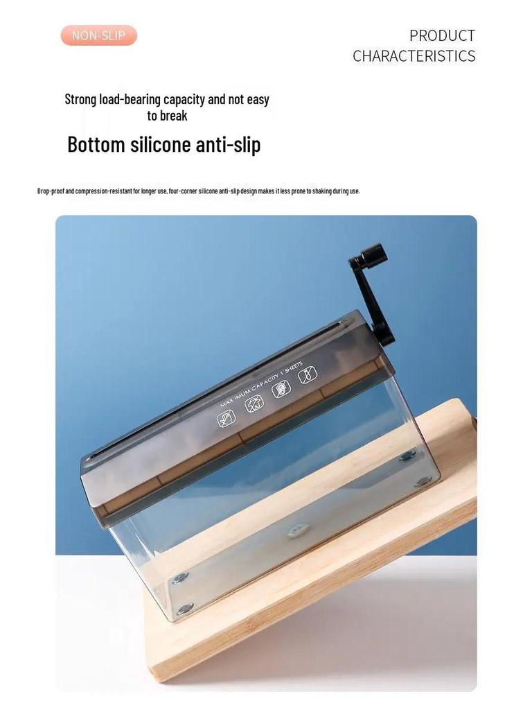 Silent Hand-Crank Paper Shredder: Portable, Strip-Cut for Home & Office Documents