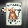 1pc Vintage Dog Grooming Metal Sign, Retro Light Green Poodle & Barkley Wall Decor, Iron Tin Gift for Dog Groomer