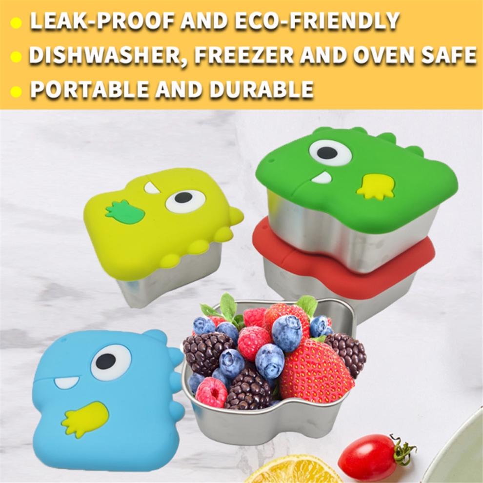 304 Stainless Steel Dinosaur Snack Box with Lid Dip Container