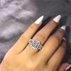 Wedding Band Shining Square Rhinestone Hypoallergenic Geometric Western Style Decorate Accessory Inlay Zircon Wide