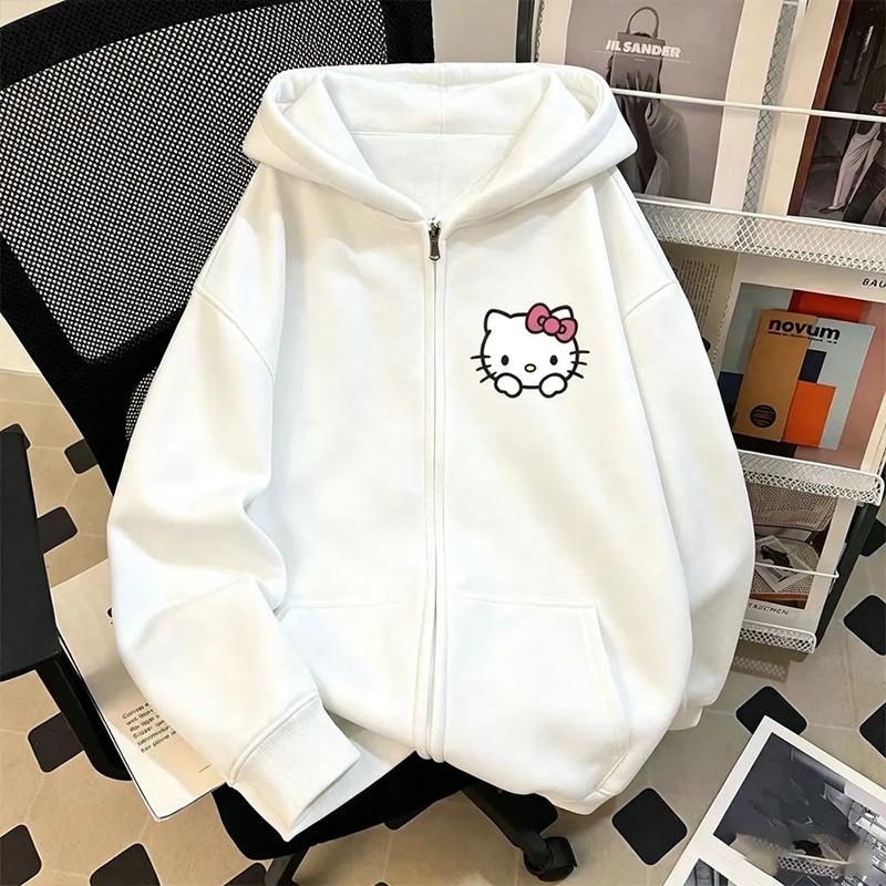 Thin jacket spring kitten girls Zip Up Hoodie cute kawaii Harajuku style Kid Streetwear Childrens Hoodie Zipper Sweatshirt Girls Boys Hoody