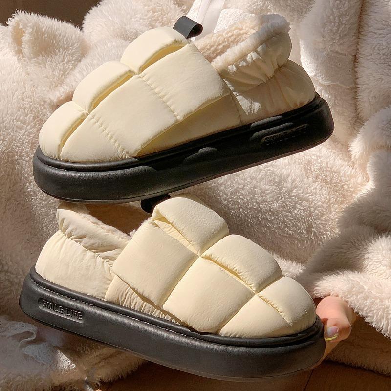 Waterproof cotton slippers women's autumn and winter new indoor home warmth couple plush bag and cotton shoes women's outer wear