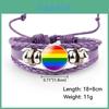 Vibrant Rainbow Flag Time Gemstone Purple Leather Bracelet For All Occasions