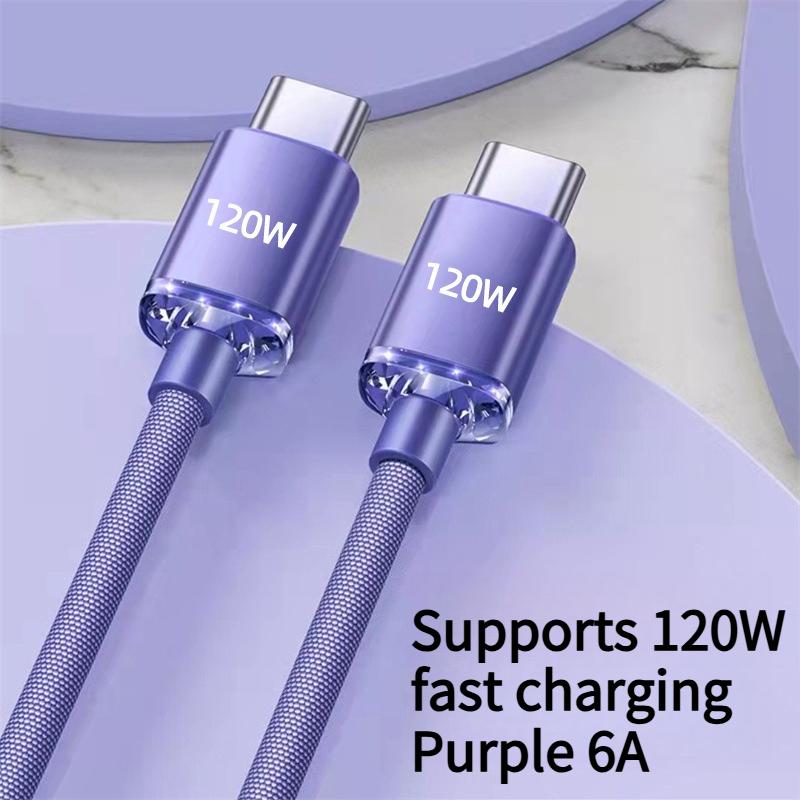 1PC 120W Fast Charging Braided Dual Typec Data Cable PD Flash Charging C to C Charger Cable