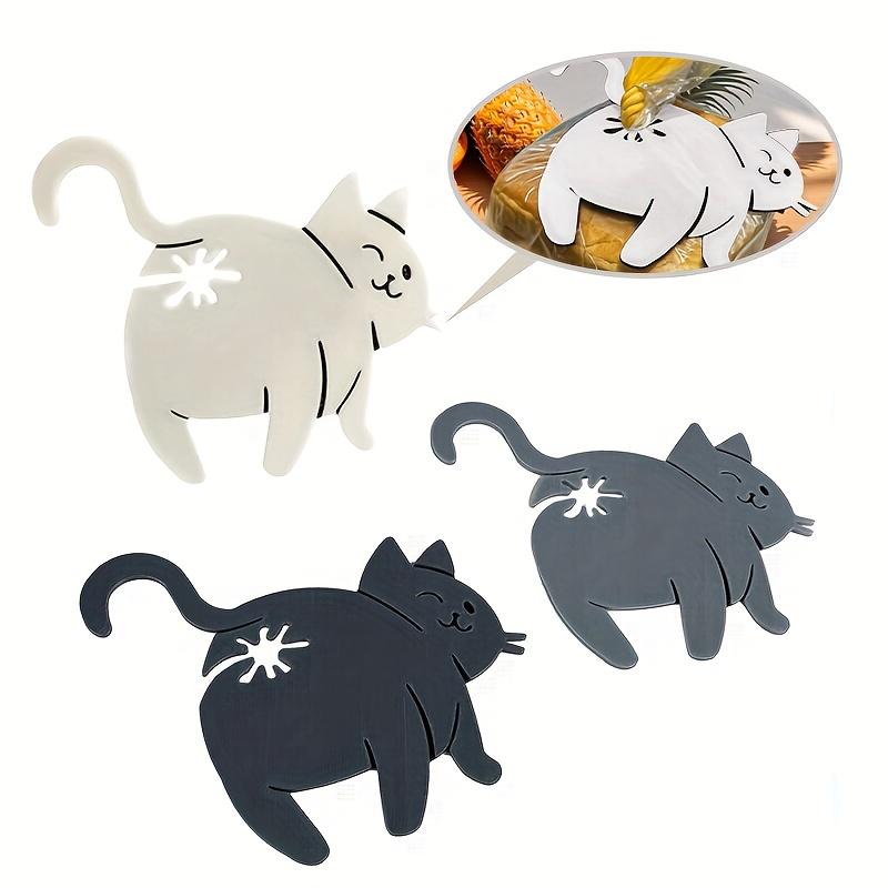 3pcs Cute & Durable Cat Butt Clips - Plastic, Easy To Use for Food Bags, Kitchen & Dining, Organizing Snacks