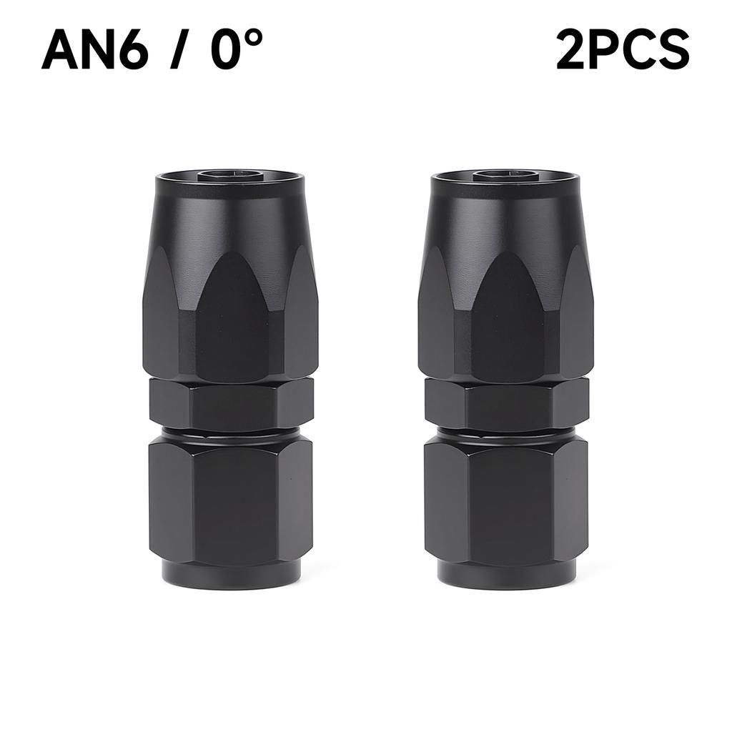 2 Pcs Universal AN4 AN6 AN8 AN10 Straight 0 45 90 180 Deg Aluminum Swivel Hose End Fitting Adapter For Oil Fuel CPE Line Black