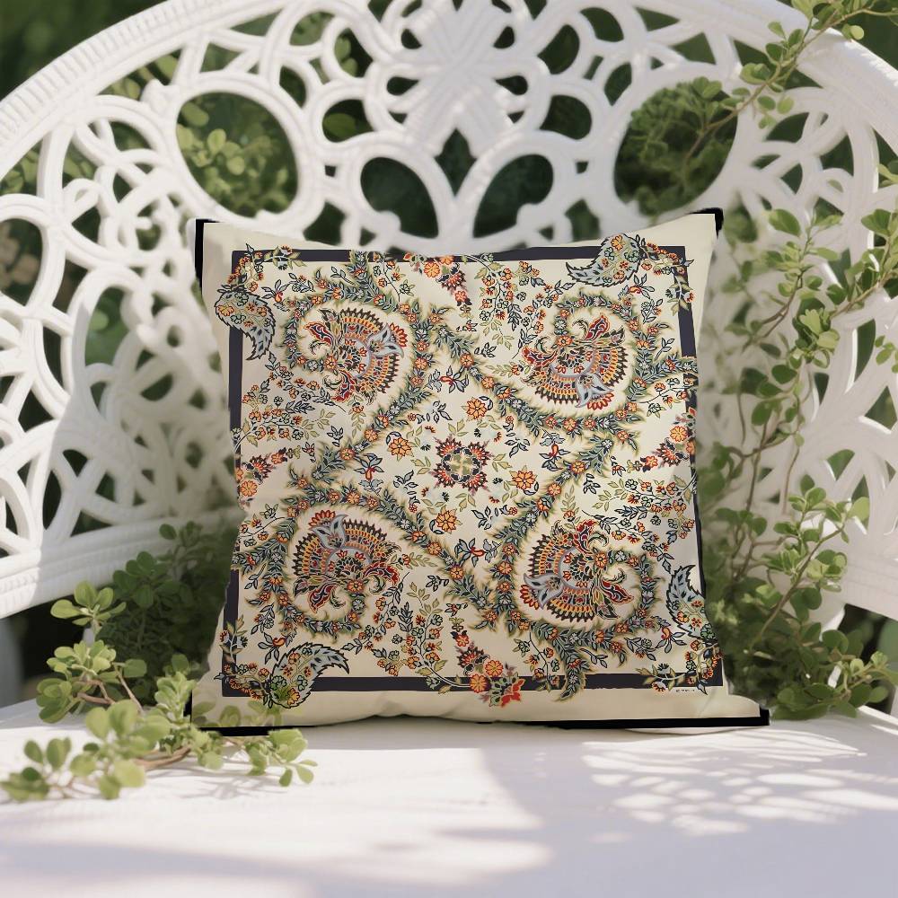 Wzór kwiatowy z orzecha nerkowca Naturalne Etro-A Antyroztoczowy poszewka na poduszkę Niewidoczny zamek Jedwabisty krótki plusz Pokrowiec na poduszkę sofy