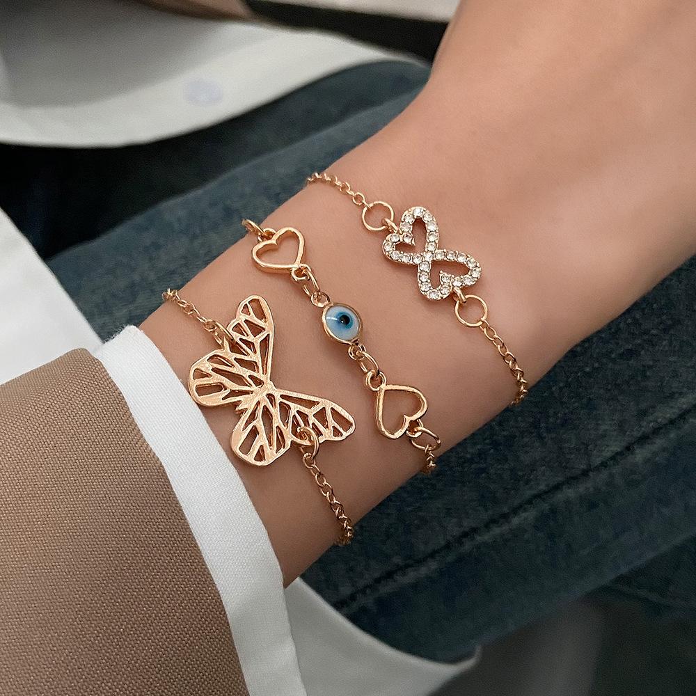 Amazon Hot-selling Evil Eye Bracelet Niche Retro Adjustable Woven Blue Lucky Bracelet Three-piece Set