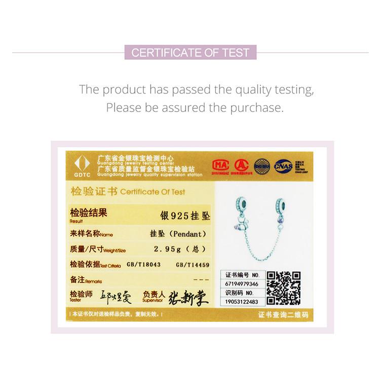 Lanț de siguranță din argint sterlin BAMOER 925, pisică, pisică, trifoi cu patru foi, se potrivește cu bijuterii originale pentru brățări