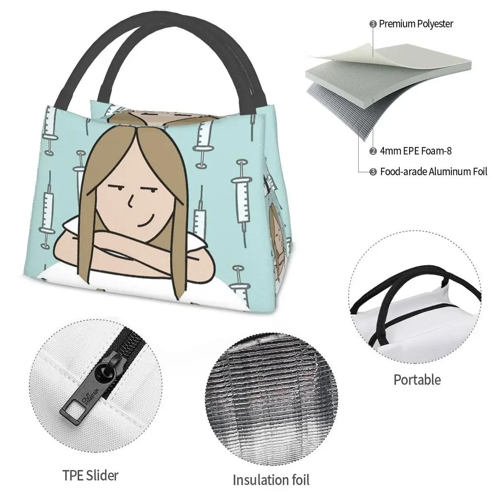 Enfermera En Apuros Doctor Nurse Lunch Bags Bento Box Lunch Tote Picnic Bags  Thermal Bag for Woman Kids Office
