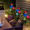 LED Solar Light Waterproof Rose Flowers Lamp Outdoor Decorative for Garden Yard Lawn Path Lighting Holiday Wedding Decor