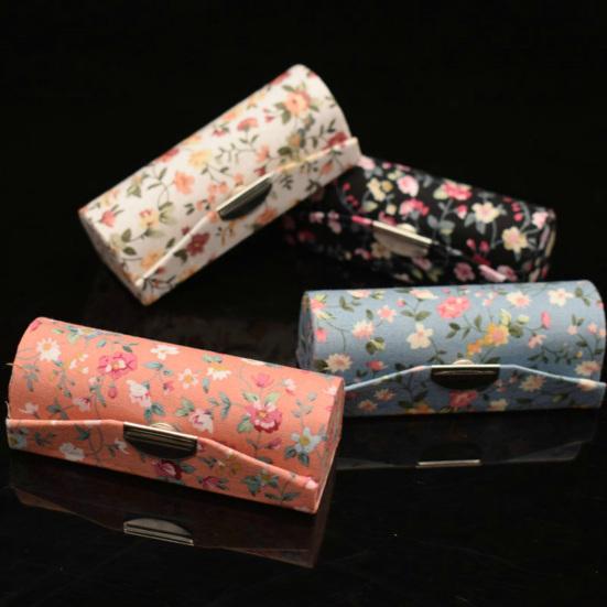 Lippenstift Doosje met Spiegel Bloemenprint Vintage Dames Chinese Stijl Retro Lippenstift Opbergdoosje voor Dagelijks Leven