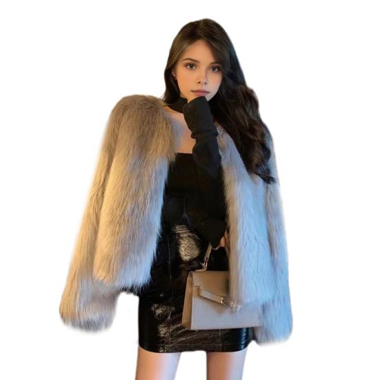 Women's Faux Fur Jacket Autumn Winter Warm Loose Plush Coat Casual Female Furry Cardigan for Street Office Date
