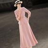 Elegant V-Neck Waist-Cinching Blazer & Skirt Set