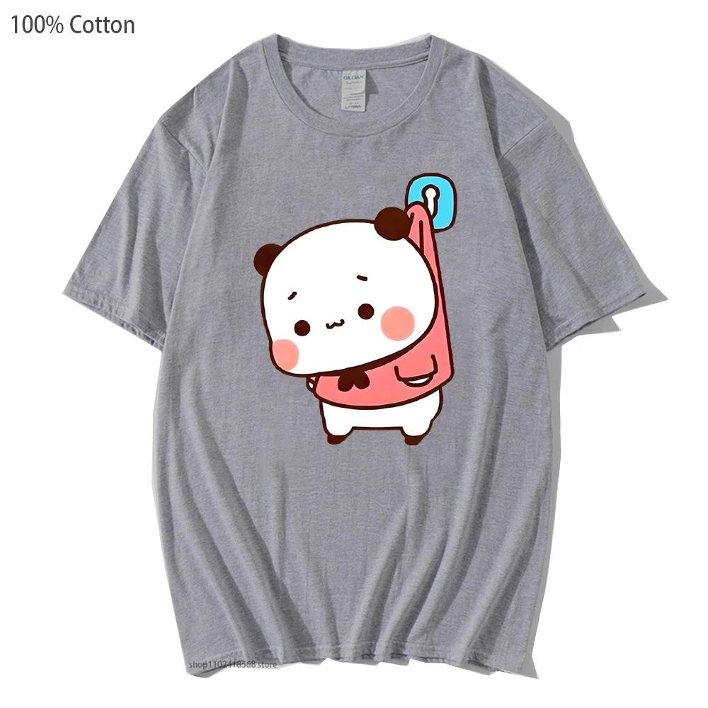 

Cute Bubu and Duud Is Hanging In The Wall Funny Tshirt Panda and Brownie Bear Tees Cotton T-Shirts Men Women Couple Clothes 3XL