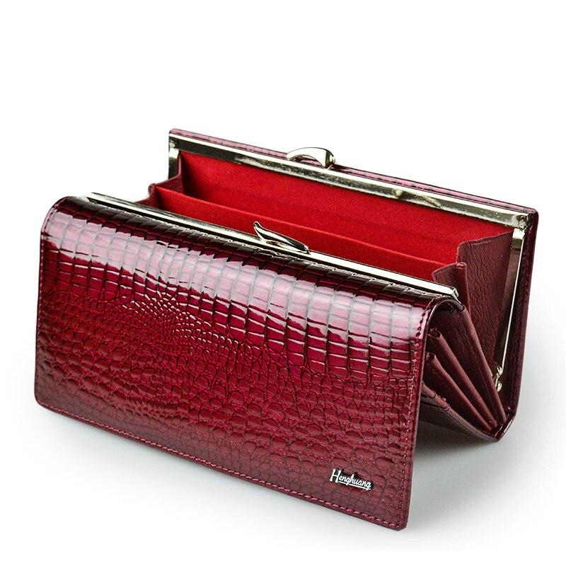 Yjsty Women's Red Hh Alligator Wallets Luxury Patent Crocodile Genuine Leather Clutch Purse Hasp Long Coin Multifunctional Purses