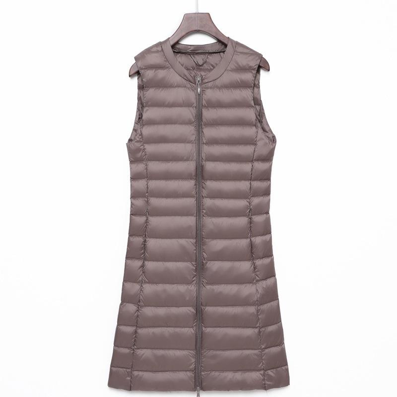 

Новый легкий и тонкий пуховый жилет Youyi женский без воротника с круглым вырезом жилет для ношения под одеждой большого размера средней длины модный M хаки