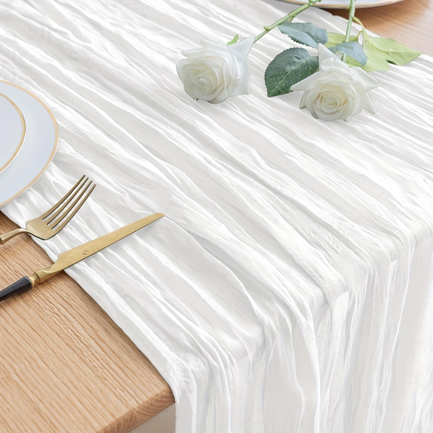 

Элегантная прозрачная полиэстеровая скатерть для свадьбы, девичника, дня рождения, Дня благодарения, украшения рождественской вечеринки 35.4 * 70.9 inches белый