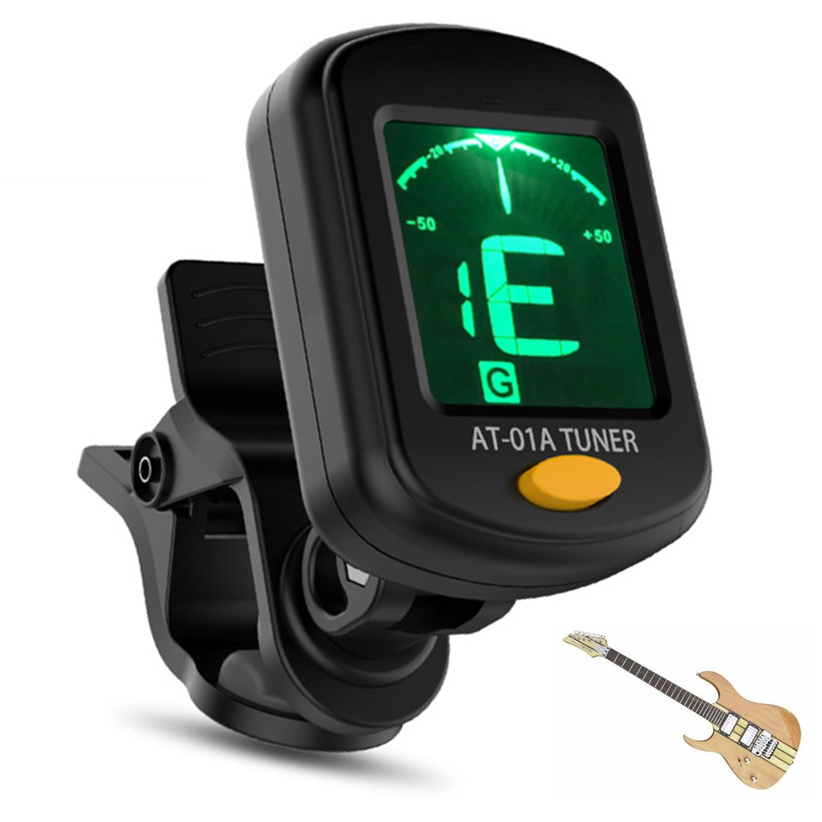 

Ginhkok Guitar Compatible with Tuner, Clip-on Tuner, 2-Color Display, High-Precision, Violin, Guitar, Bass, Ukulele, etc. (Black) чёрный