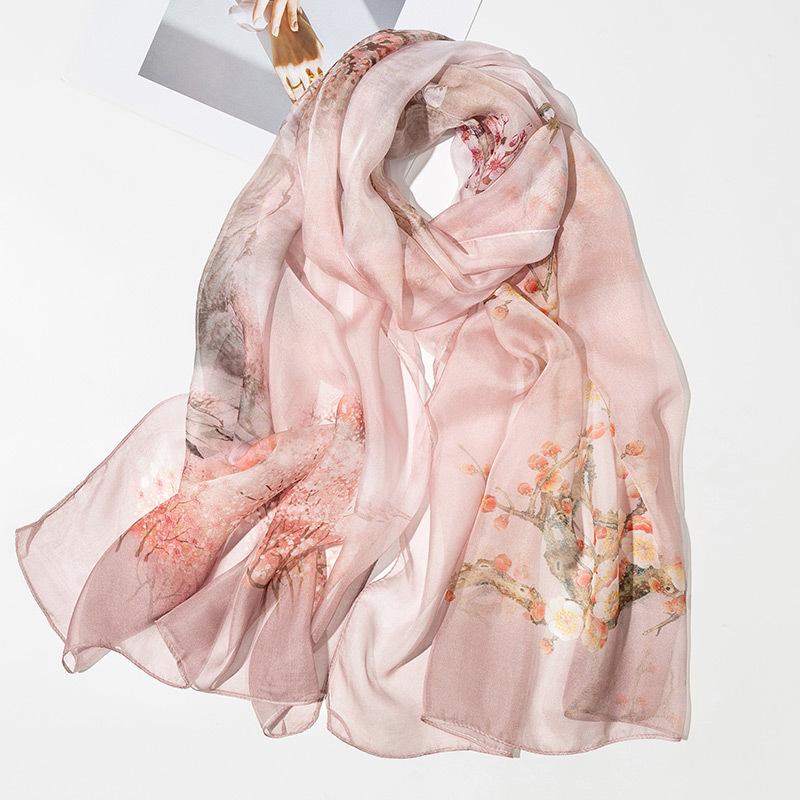 Shanghai Story New Silk Scarf Women's Spring and Summer Thin Mulberry Silk Printed Scarf Fashionable and Versatile Shawl