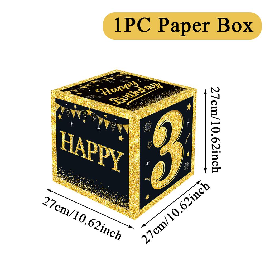 Black Gold Birthday Number Box Happy DIY 0-9 Birthday Party Decoration Kids Adults Birthday Party 18 30 40 50 Anniversary Decor
