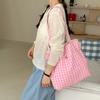 Sweet Plaid Floral Double Sided Women's Shoulder Bag Large Capacity Female Shopping Bags Casual Flower Ladies Tote Handbags