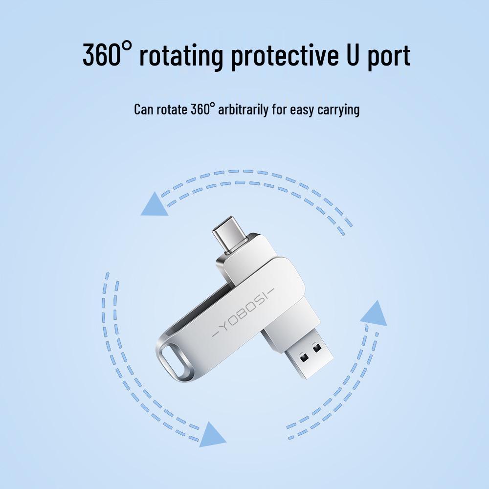 Customized Metal Dual-Use Rotating USB Flash Drive - High-Speed 32GB, 64GB, 128GB, Large Capacity