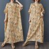 Women's Vintage Long Dress with Cotton and Linen Patterns