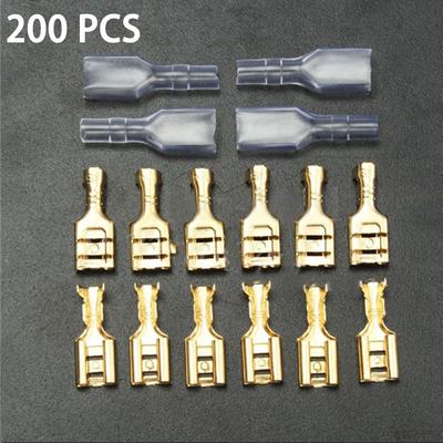 200PCS Set Female Spade Cable  Durable Crimp Terminal Butt Connector Electrical Insulated Wire