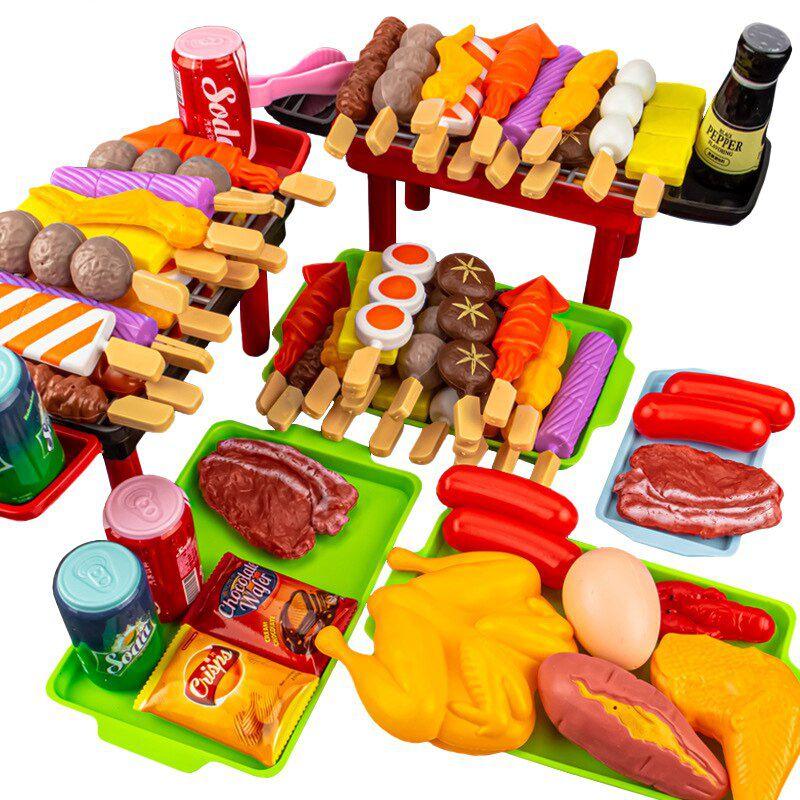 Pretend Barbecue Play Food Kids Toy Set House Simulation Kitchen Food Assembling