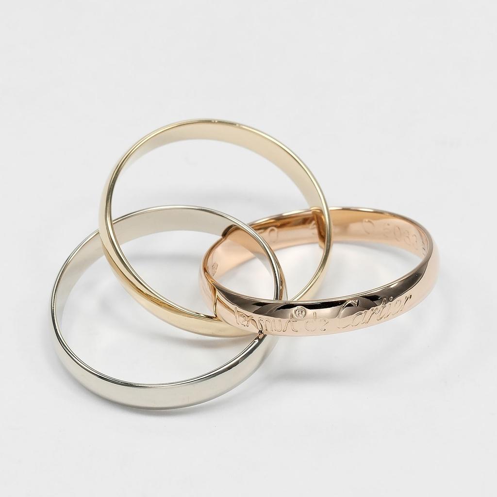 CARTIER Trinity Ring 0.1" band K18 Gold (YGxPGxWG) #7.4(US Size) 7.83g Women Used