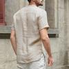 Summer Men's  Cotton and Linen Short-Sleeved T-shirt Casual Men's T-shirt Shirt Male Breathable