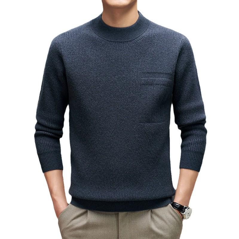 Men's 2025 Winter Wool Sweater: Fashionable Korean Style, Loose Fit, Thickened Round Neck for Middle-Aged and Young Men.