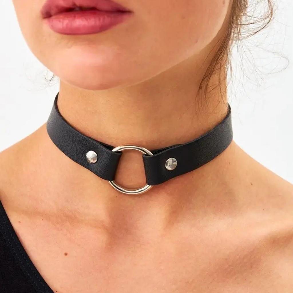Pu Leather Heart Choker - Adjustable Gothic Necklace - Punk Collar Gift For Women