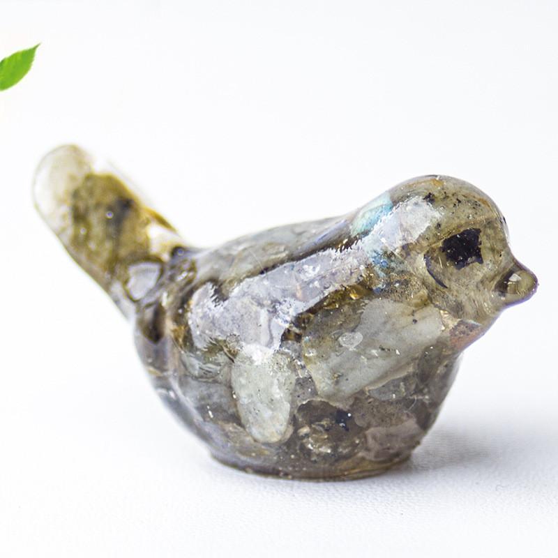 Resin Crystal Bird Figurine With Natural Waterstone For Home Office Decor Gift For Friends
