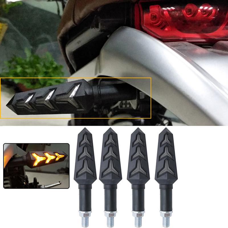 4x Motorcycle LED Signal Turn Lamp Sequential Flowing Indicator Light Amber Blue