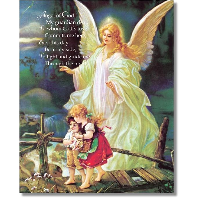 Guardian Angel of God Poem Protecting Children Art Print 8x10" Great Gift Idea