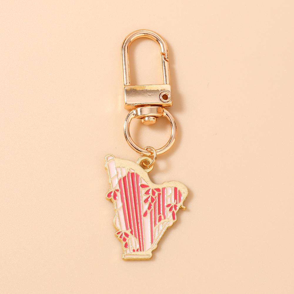 Cute Enamel Music Instrument Key Chain Guitar Violin Key Ring Pendants for Women Girls Handbag Decor DIY Handmade Jewelry Gift